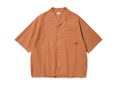 CLESSTE Mini Check Open Collar S/S Shirt "Terracotta/White"