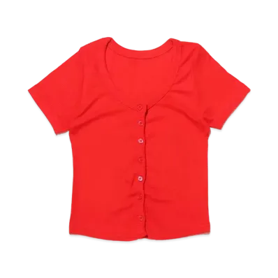 atmos pink Front Button Minimalist Tops "Red"