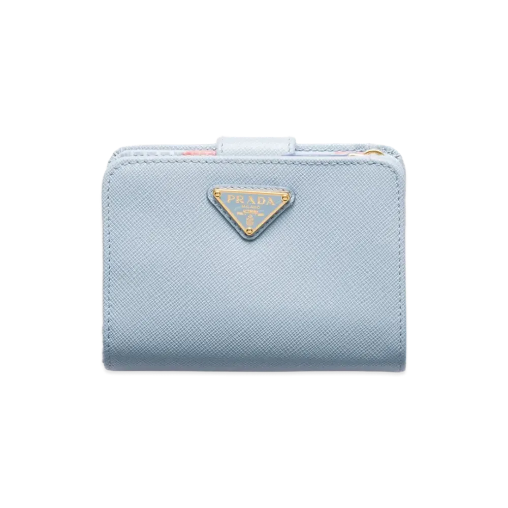 PRADA Saffiano Leather Wallet "Light Blue"