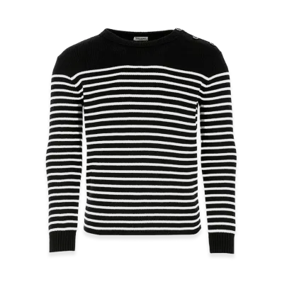 Saint Laurent Embroidered Cotton Blend Sweater "Black"