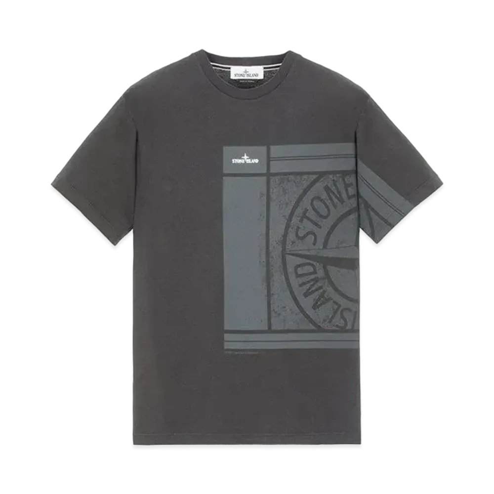 Stone Island 2NS81 COTTON JERSEY, 'MOSAIC FOUR' PRINT, GARMENT DYED_SLIM FIT "Steel Grey"
