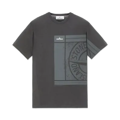 Stone Island 2NS81 COTTON JERSEY, 'MOSAIC FOUR' PRINT, GARMENT DYED_SLIM FIT "Steel Grey"