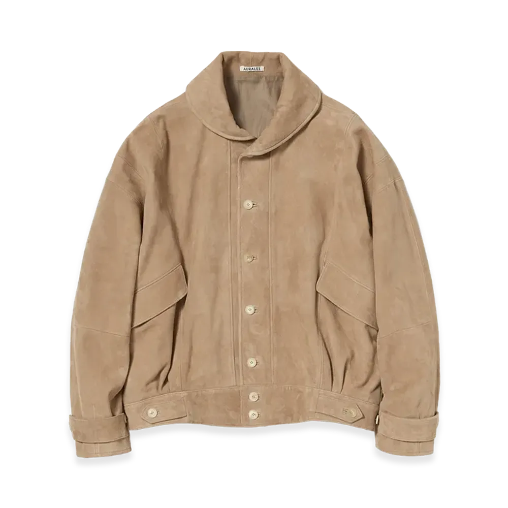 AURALEE Silky Grain Suede Blouson "Taupe"