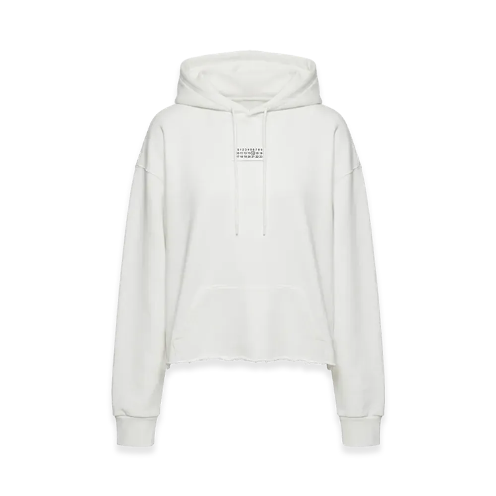MM6 Maison Margiela Women's Calendar Tag One-Point Cropped Hoodie "White"