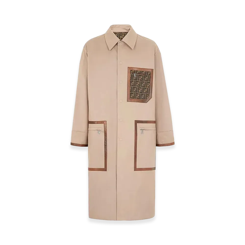 FENDI Cappuccino Cotton Reversible Trench Coat "BeigeOTan"