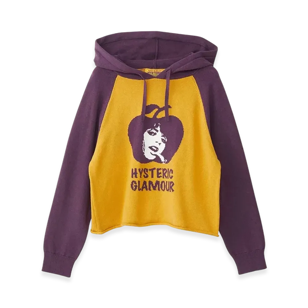 HYSTERIC GLAMOUR APPLE GIRL Knit Hoodie "Yellow"
