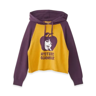 HYSTERIC GLAMOUR APPLE GIRL Knit Hoodie "Yellow"