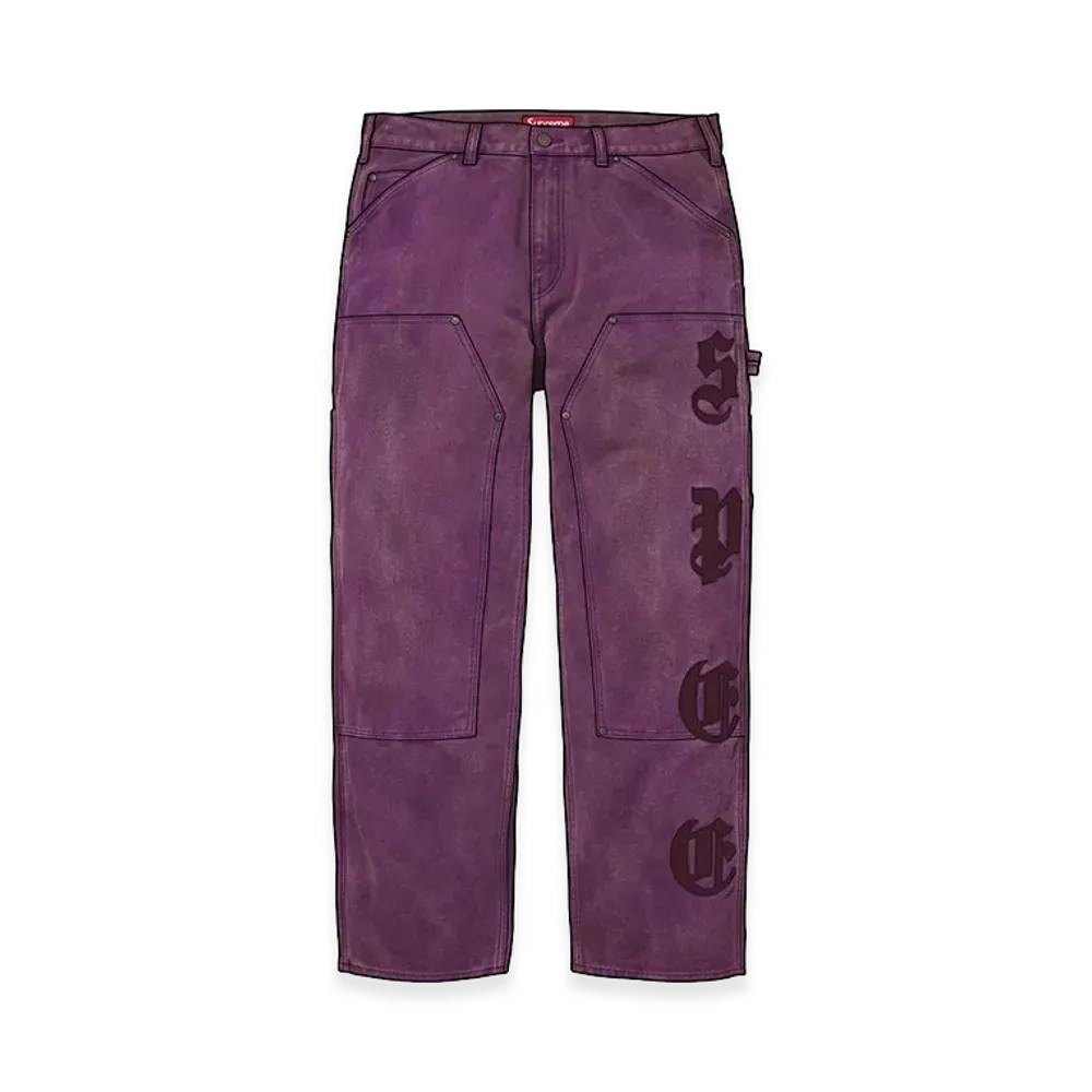Supreme Leather Applique Double Knee Painter Pant "Purple"