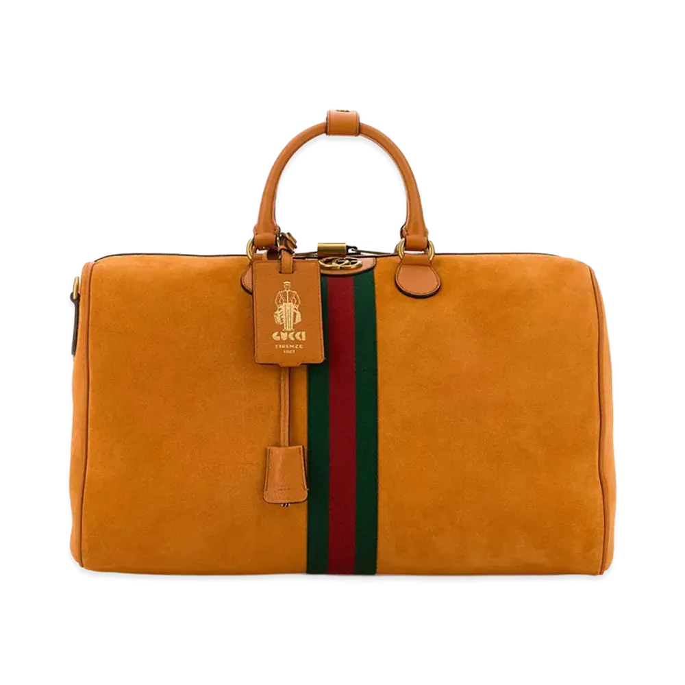 GUCCI Suede Medium Gucci Savoy Travel Bag "Orange"