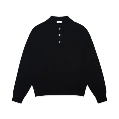 nakedgauge CLASSIC WOOL YARN ‘80 POLO’ JUMPER "BLACK"