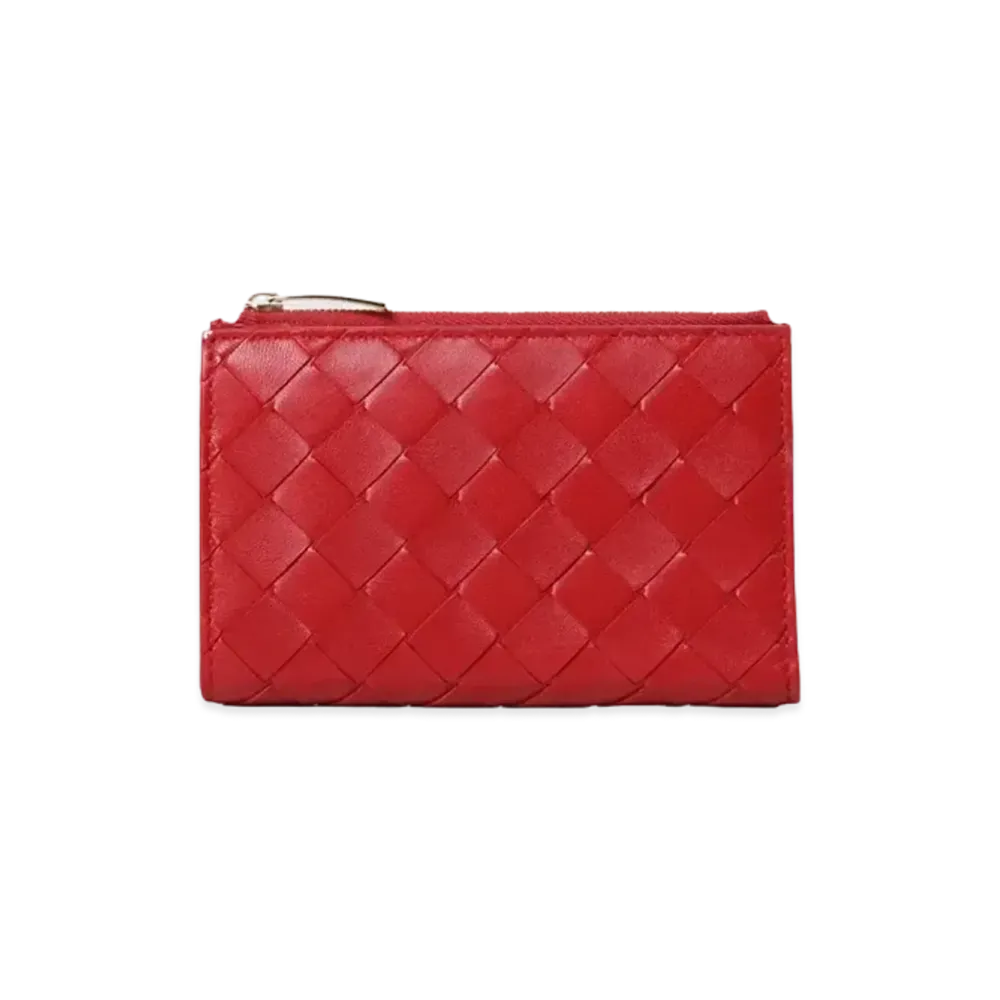 Bottega Veneta Intrecciato Lamskin Medium Bi-fold Wallet "Apple Candy"