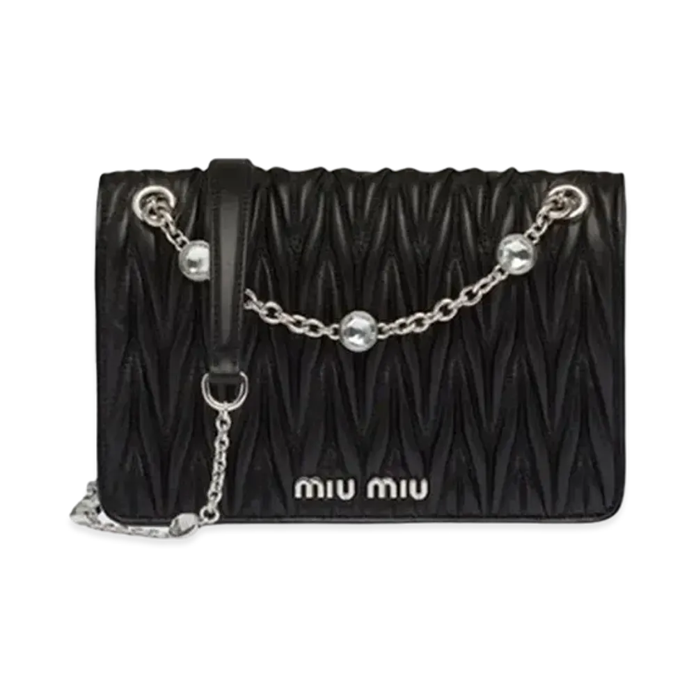 MIU MIU Materassenapa Leather Mini Bag "Black"