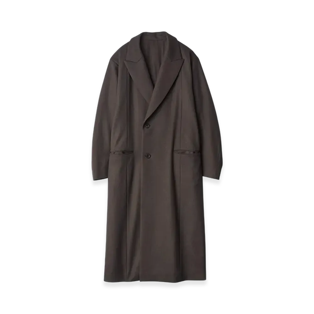 ssstein Oversized Maxi-Length Peak Lapel Coat "Grey Khaki"