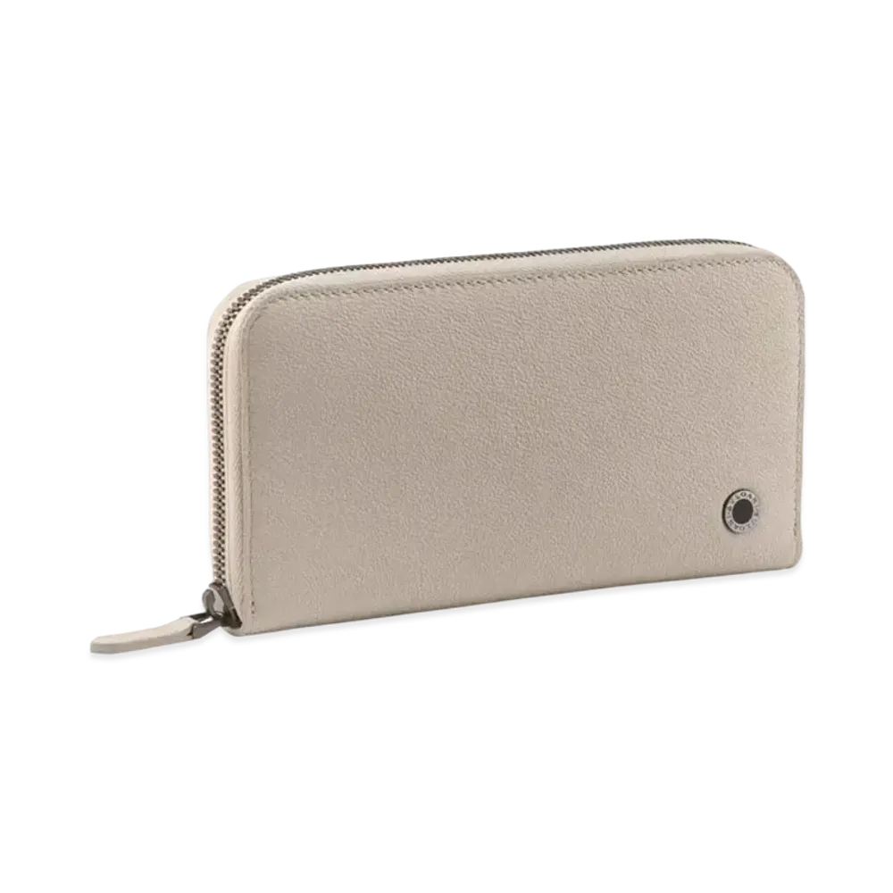 BVLGARI Bvlgari Man Zipped Wallet "Moonbeam Pearl Light Gray/Sancitrine Yellow"
