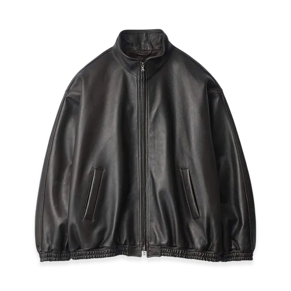 ssstein Sheep Leather Stand Collar Jacket "Dark Brown"