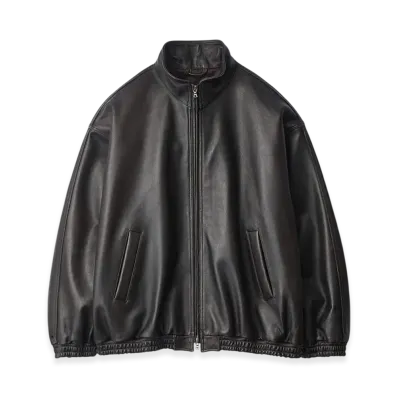 ssstein Sheep Leather Stand Collar Jacket "Dark Brown"