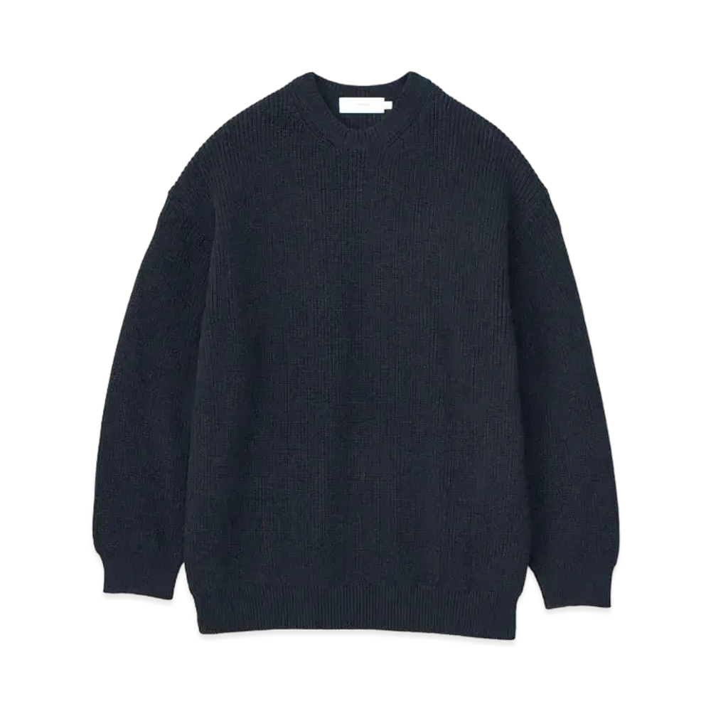 Graphpaper Suvin Loose Rib Crew Neck Knit "Black"