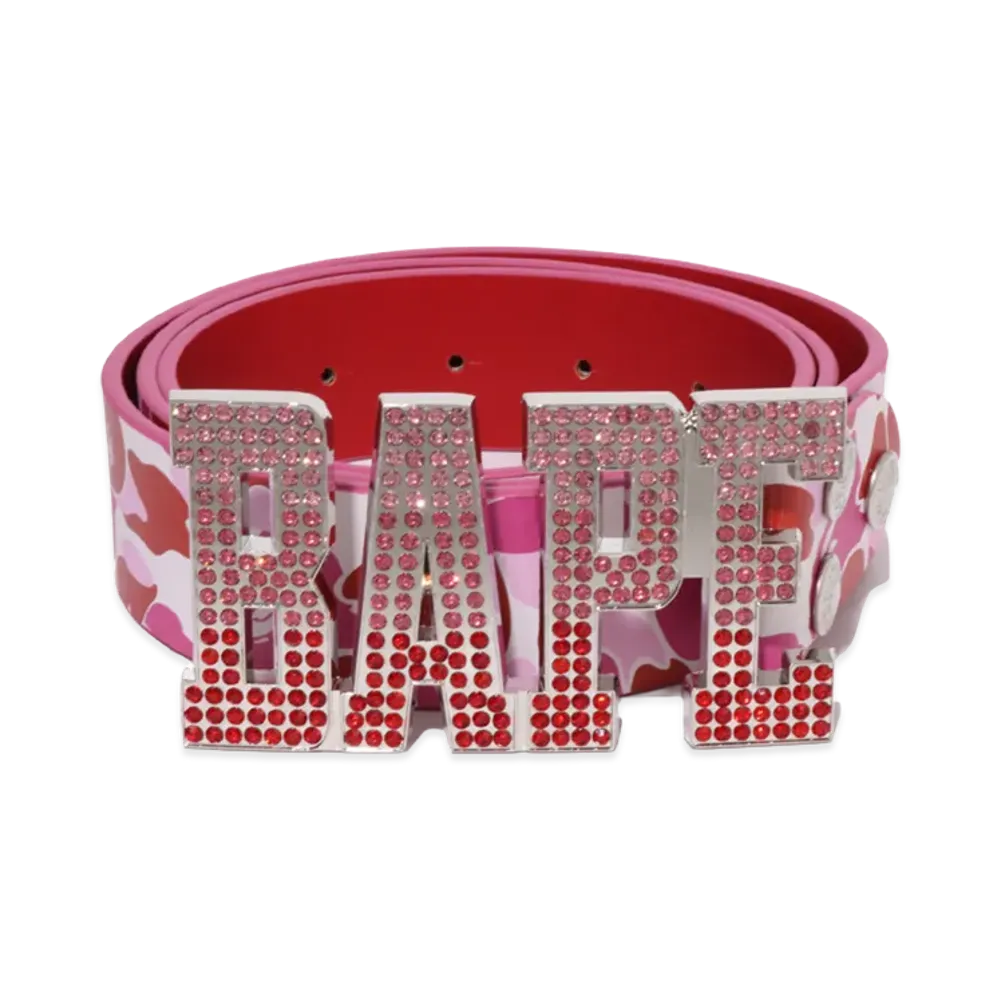 A BATHING APE ABC Camo Bape Leather Belt "Pink"