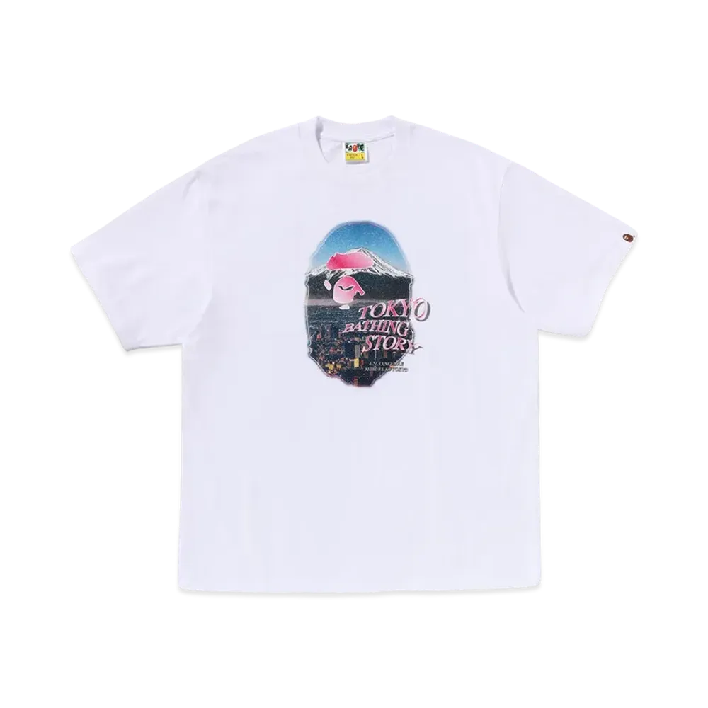 A BATHING APE Cityscape Ape Head Relaxed Fit Tee "White"