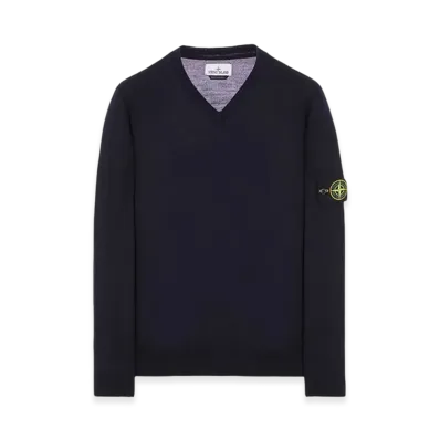 Stone Island 501C4 Pure Light Wool V-Neck Knit - 23FW "Navy Blue"