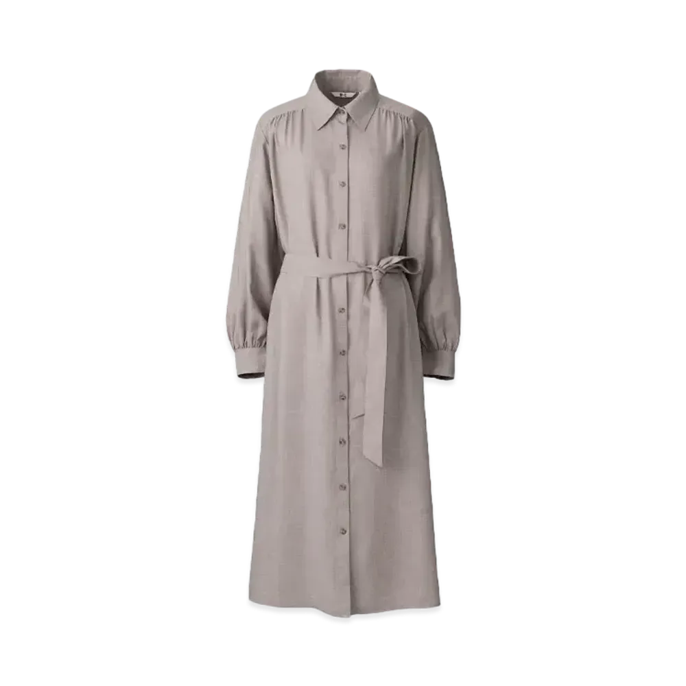 Uniqlo C Women'Sbelted Shirt Dress / Short Length "Beige"