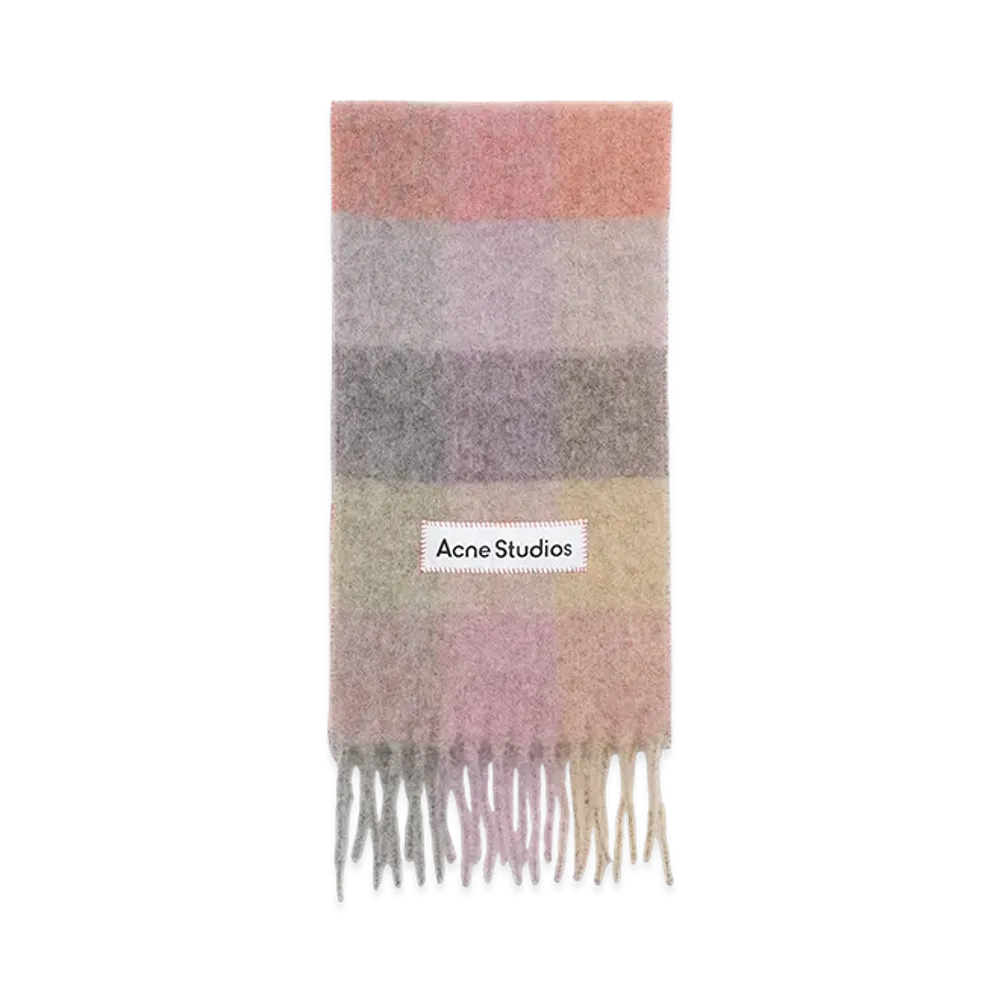 Acne Studios Mohair Check Scarf "Fuchsia/Lilac/Pink"