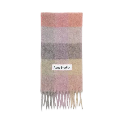 Acne Studios Mohair Check Scarf "Fuchsia/Lilac/Pink"