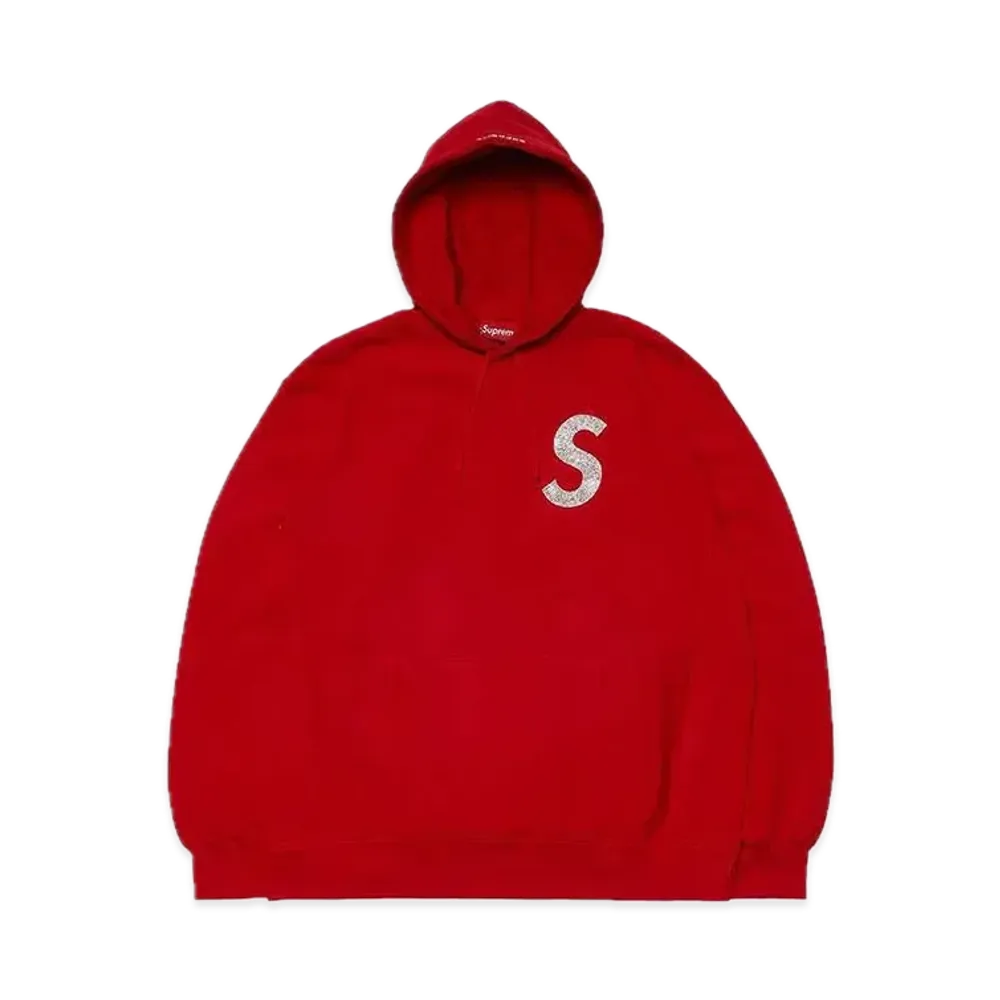 Supreme x Swarovski S Logo Hooded Sweatshirt "Red"
