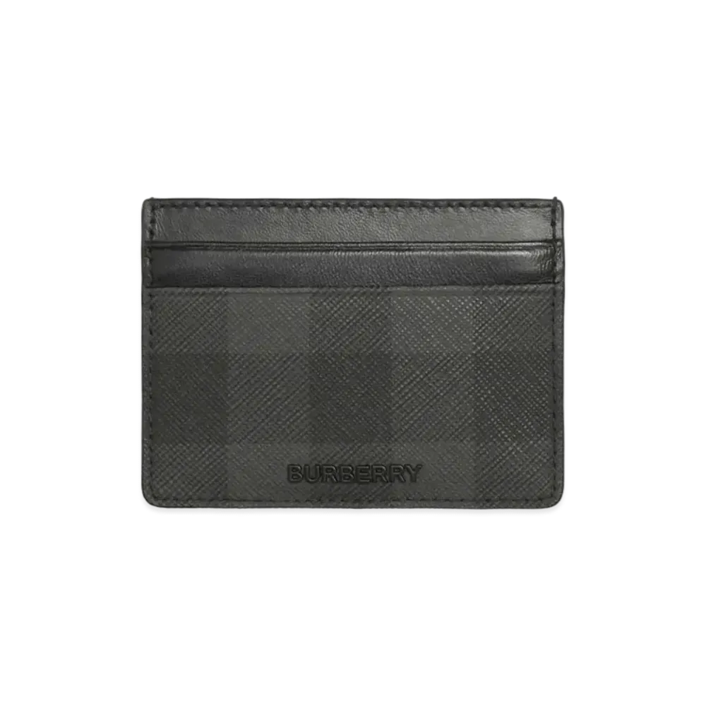 Burberry Check & Leather Card Case "Charcoal"