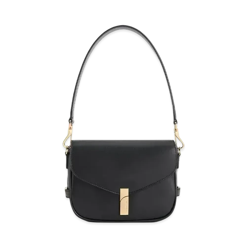 CHARLES & KEITH Aurelia Metallic Accent Saddle Bag "Black"