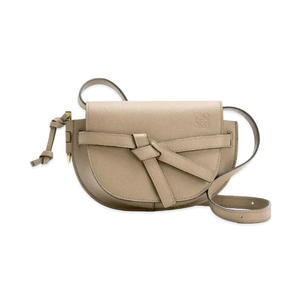 LOEWE Mini Gate Dual Bag In Pebble Grain Calfskin "Sand"