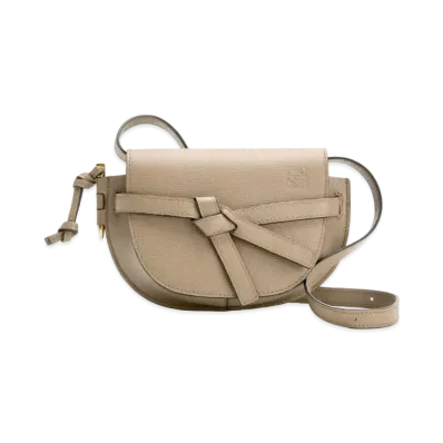 LOEWE Mini Gate Dual Bag In Pebble Grain Calfskin "Sand"