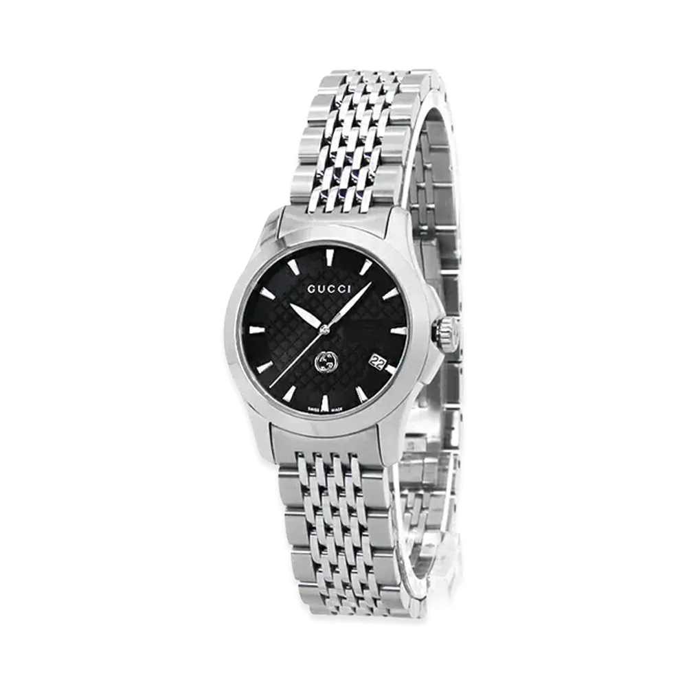 GUCCI Women's G-Timeless Quartz Diamante 27mm "Silver/Black"