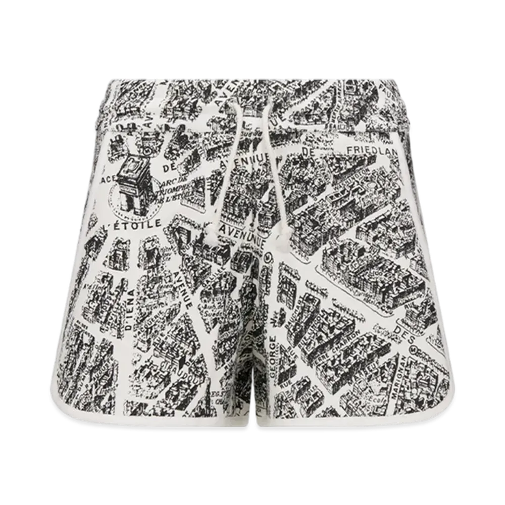 Dior Women's Shorts Organic Jersey Plan Paris Motif "White/Black"