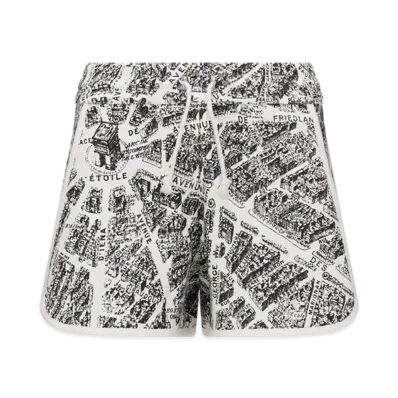 Dior Women's Shorts Organic Jersey Plan Paris Motif "White/Black"