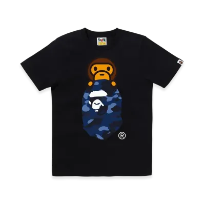 A BATHING APE Color Camo Milo On Ape Head Tee "Black/Navy"