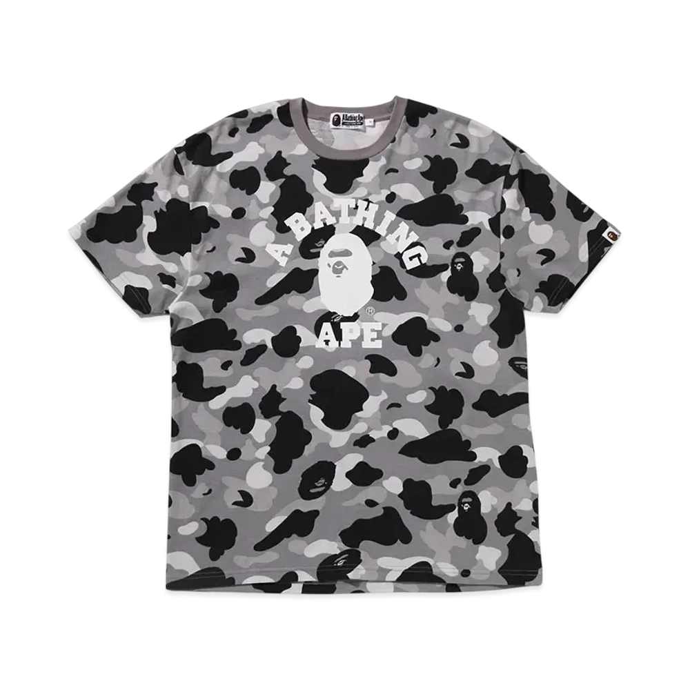 A BATHING APE Bape Ladies 1St Camo College Oversized Tee "Gray"