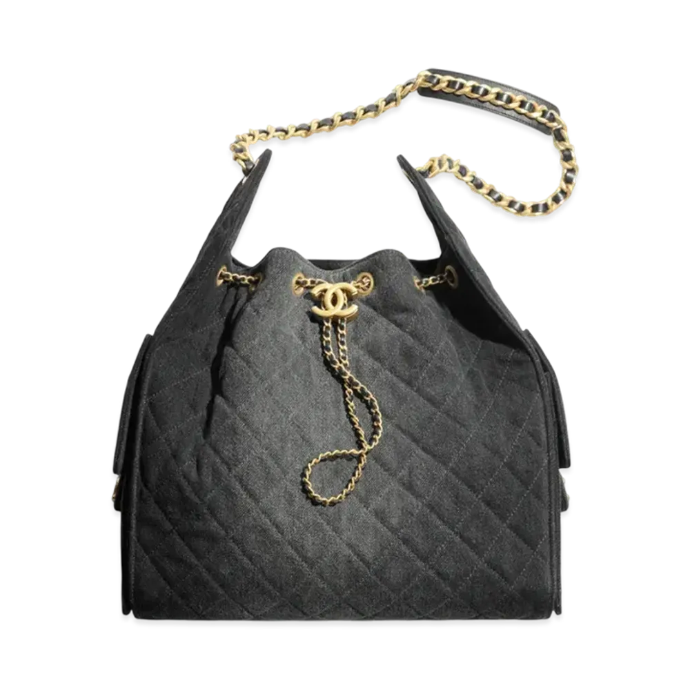 CHANEL 25 Medium Handbag Washed Denim "Black"