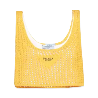 PRADA Women's Openwork Cotton Crop Top "Sunny Yellow"