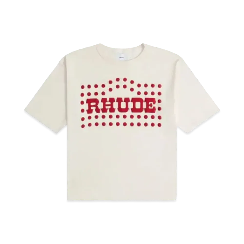 RHUDE Flocked Burnout Tee "White"