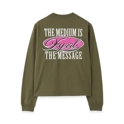 X-Girl Women's Oval Logo And Message L/S Tee "Olive"