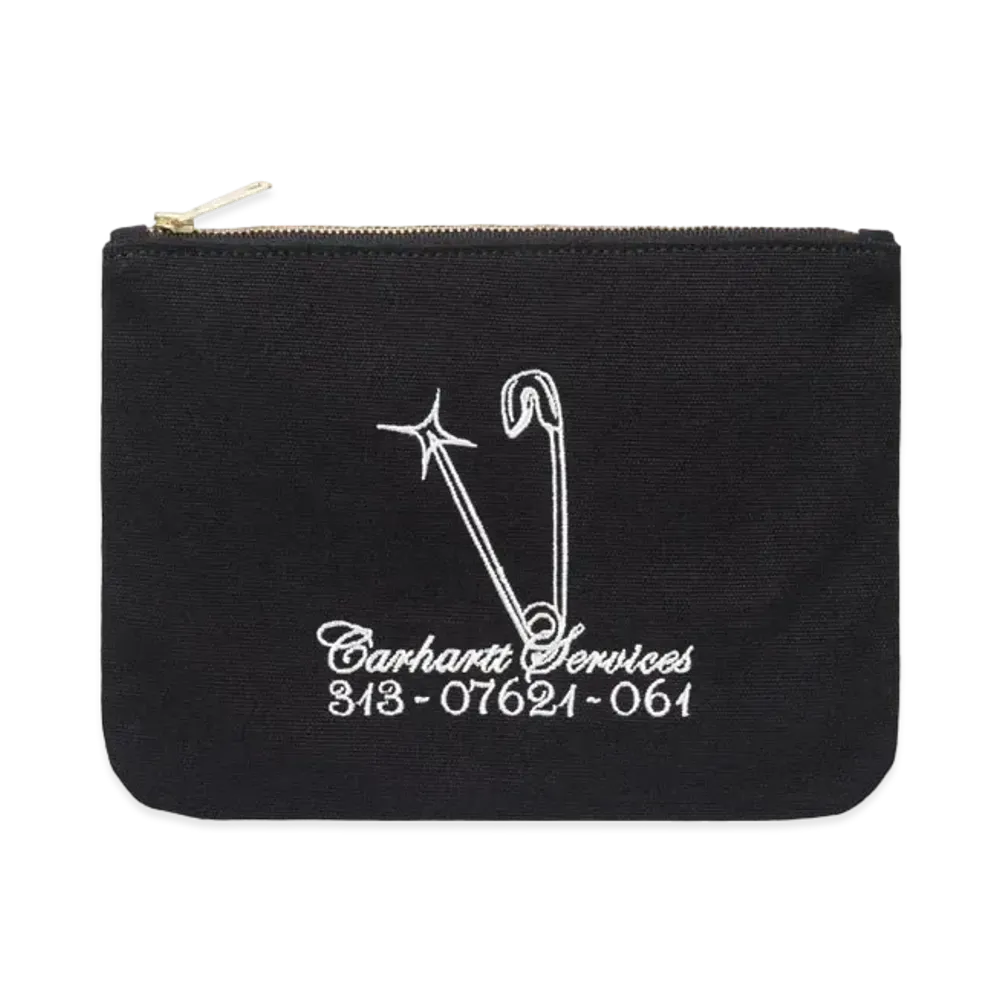Carhartt Canvas Graphic Zip Wallet Safety Pin Embroidery "Black/White"