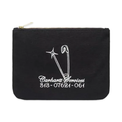 Carhartt Canvas Graphic Zip Wallet Safety Pin Embroidery "Black/White"