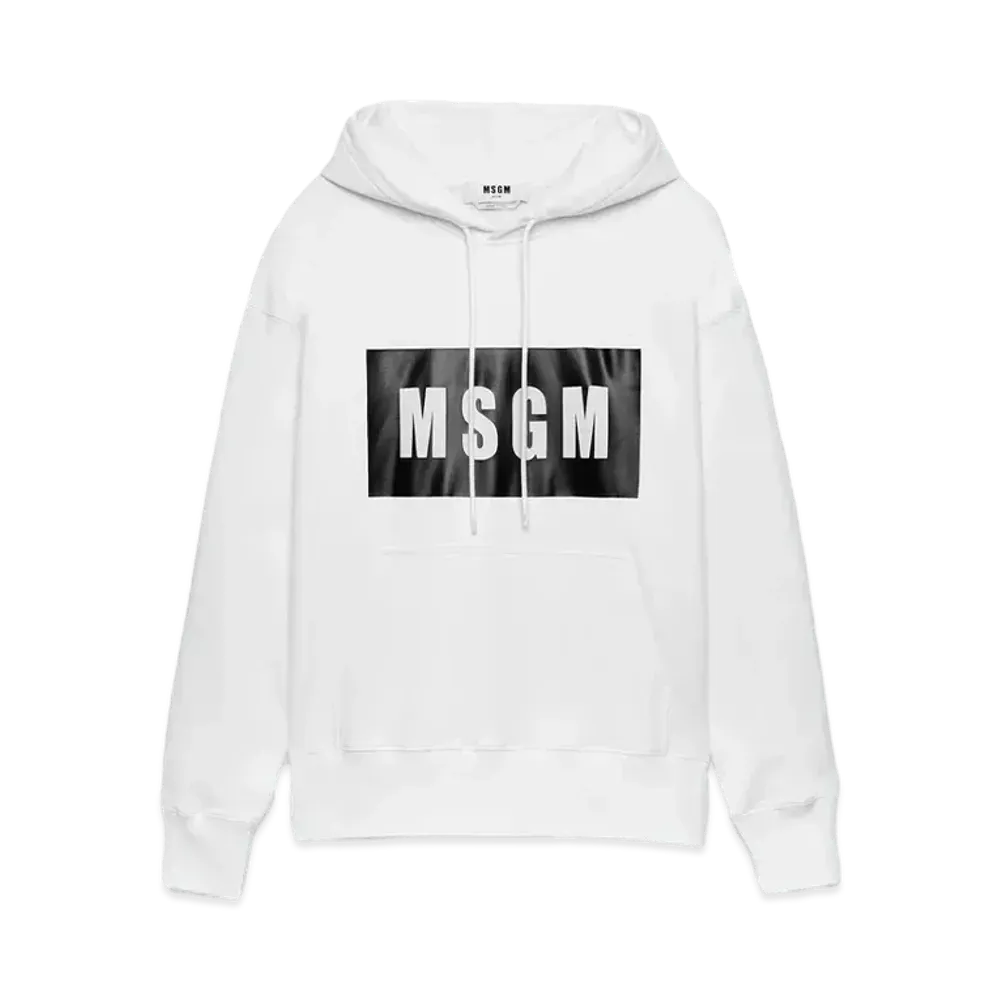 MSGM Cotton Sweatshirt With Graphic Box Logo "White"