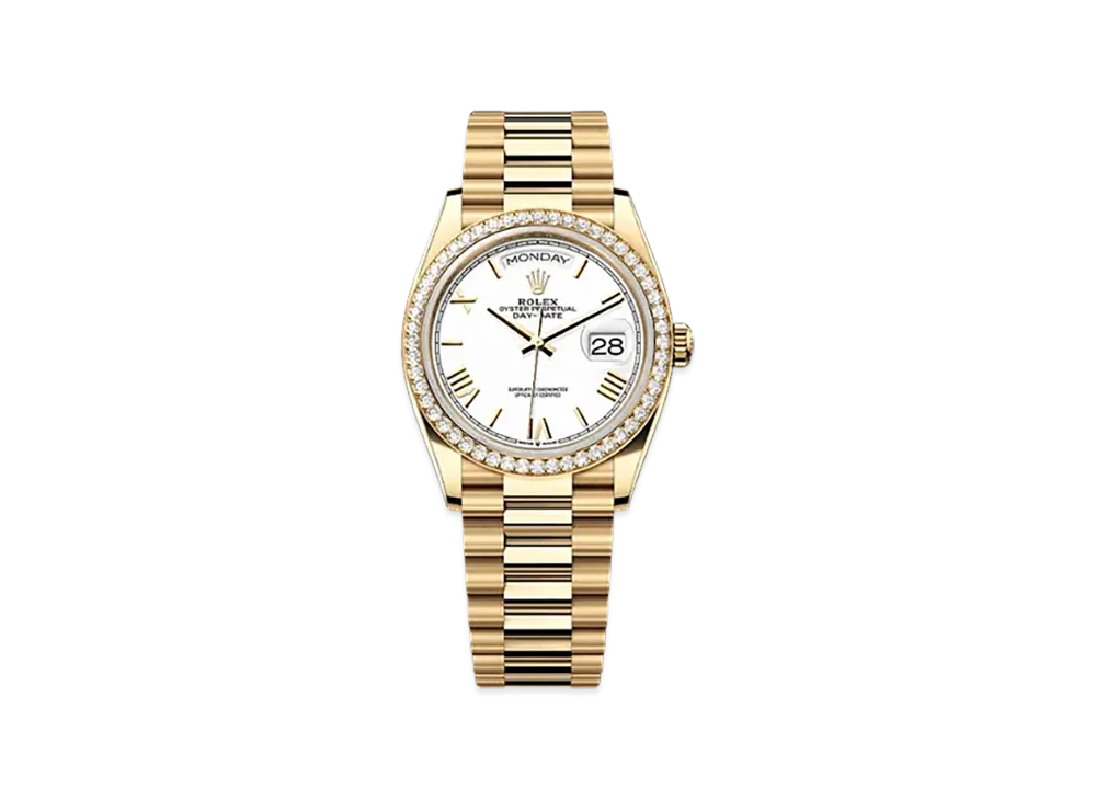 ROLEX Day-Date 36mm Yellow Gold Diamond 128348RBR "White"
