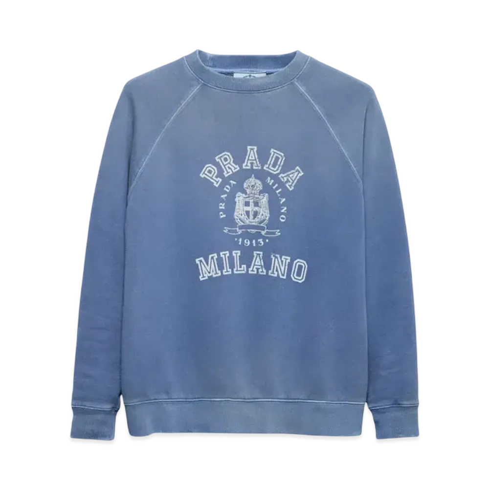 PRADA Women's Cotton Crew-Neck Sweatshirt "White"