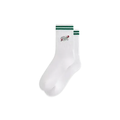Kith Double Striped Floral Cotton Mid Crew Socks "Conifer"