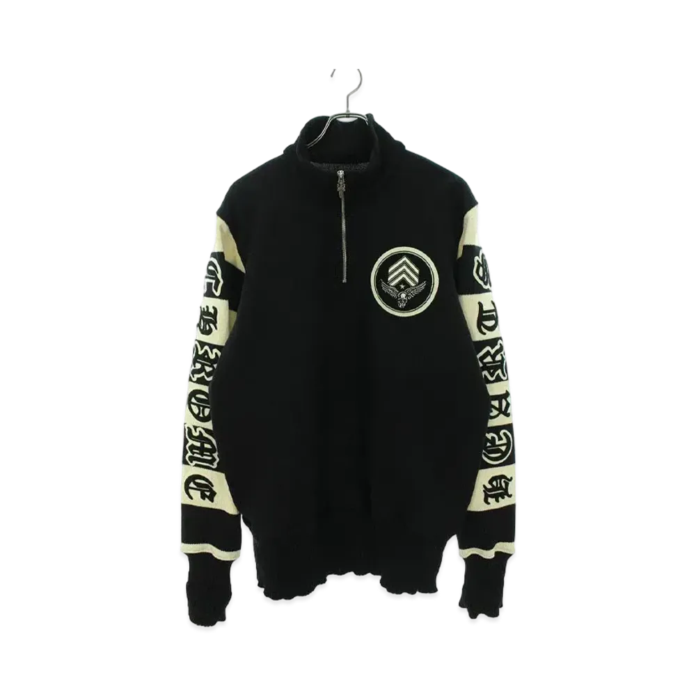Chrome Hearts Foti Mahalia Wappen Wool Dagger Half Zip Knit "Black/White"