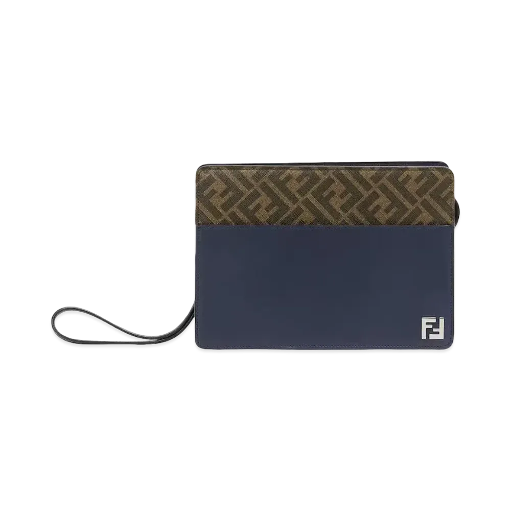 FENDI Squared FF Standing Clutch "Blue"