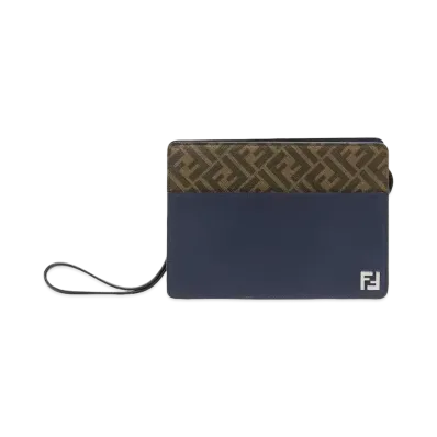 FENDI Squared FF Standing Clutch "Blue"
